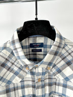 Saint James Blue Checked Shirt In Brushed Cotton