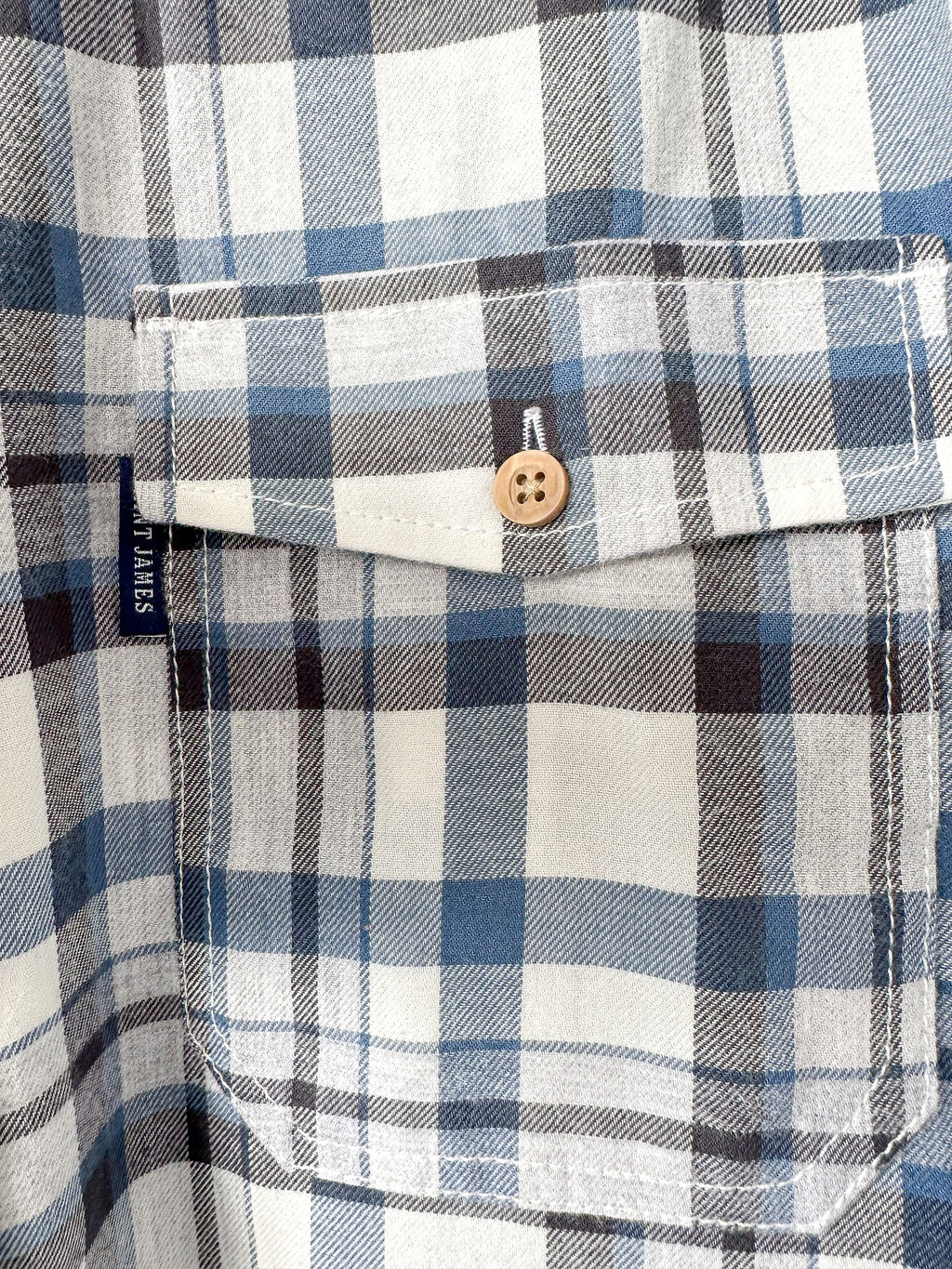 Saint James Blue Checked Shirt In Brushed Cotton