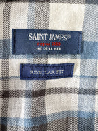 Saint James Blue Checked Shirt In Brushed Cotton