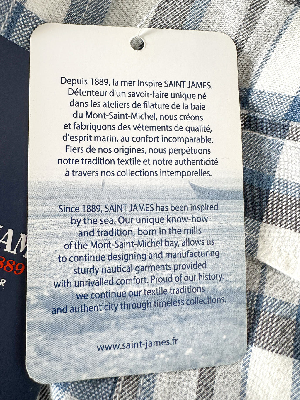 Saint James Blue Checked Shirt In Brushed Cotton