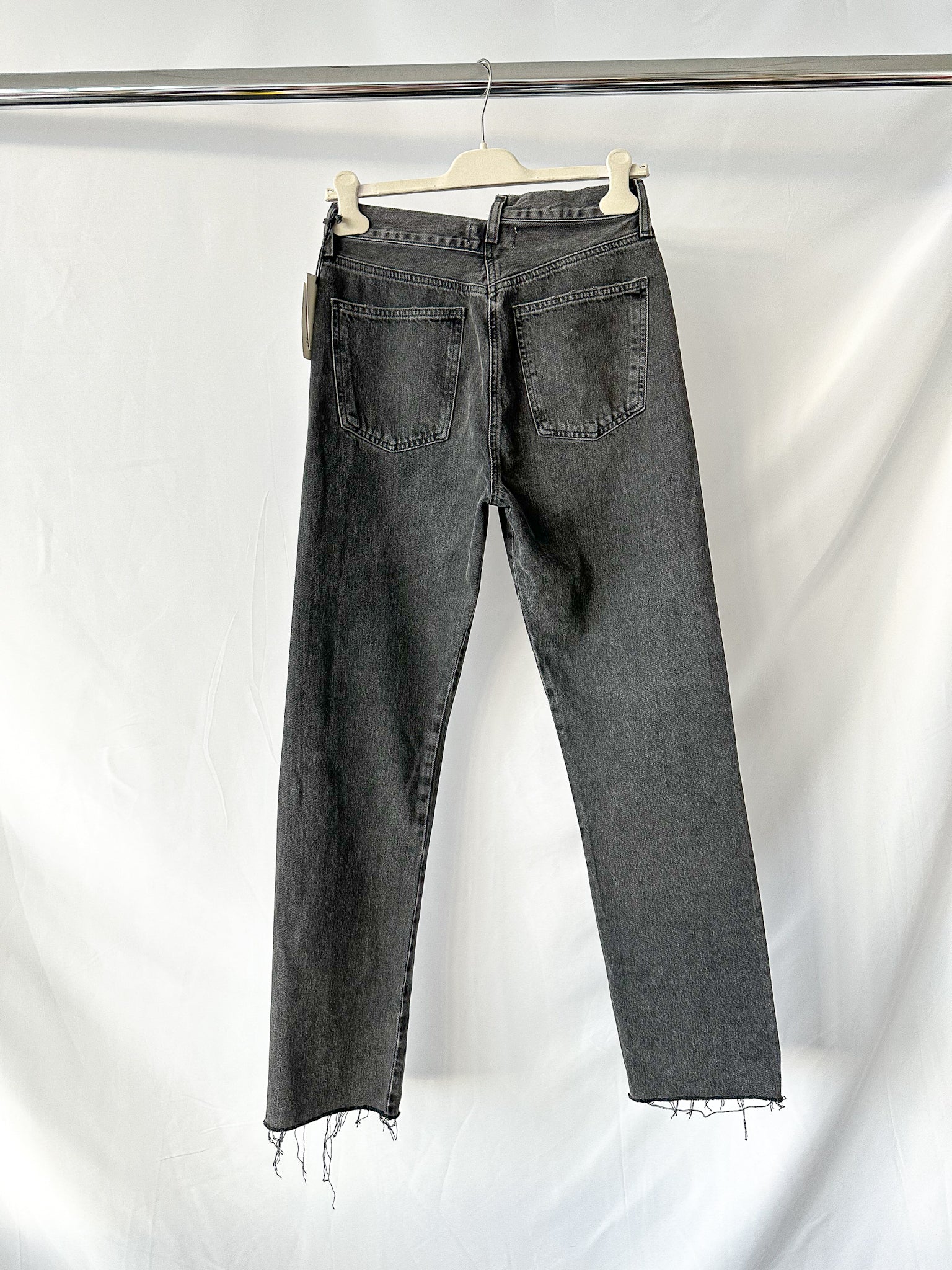 Agolde Criss Cross Waist Straight Leg Black Jeans
