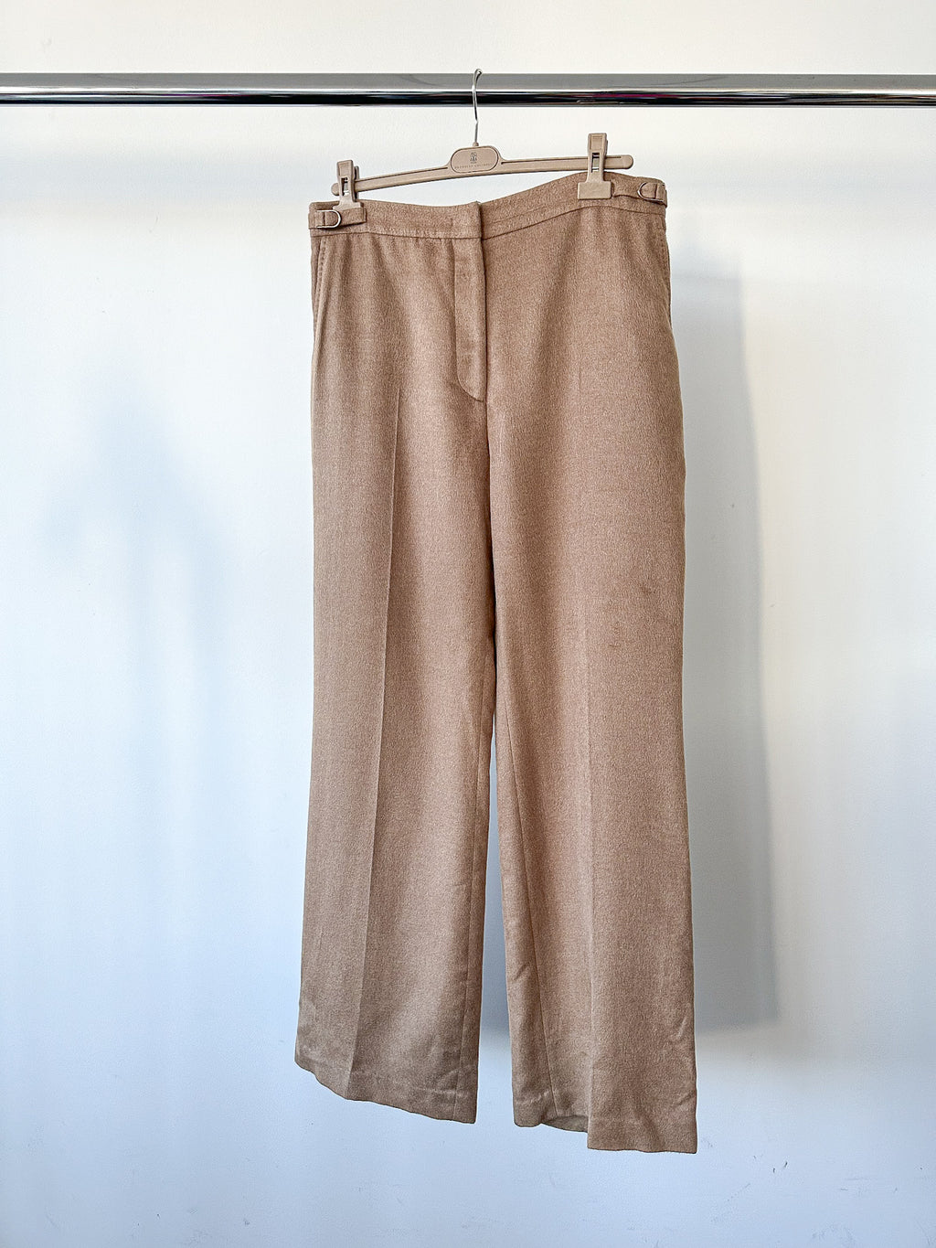 Gabriela Hearst Silk Vesta Brushed Caramel Brown Straight Leg Trousers