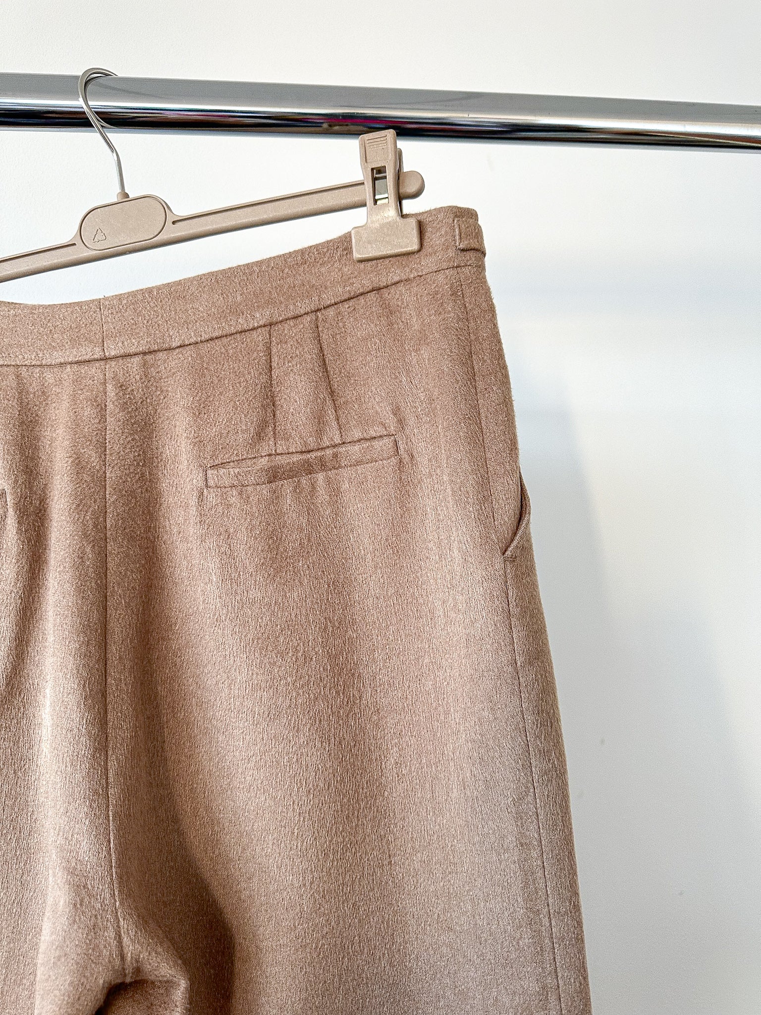 Gabriela Hearst Silk Vesta Brushed Caramel Brown Straight Leg Trousers