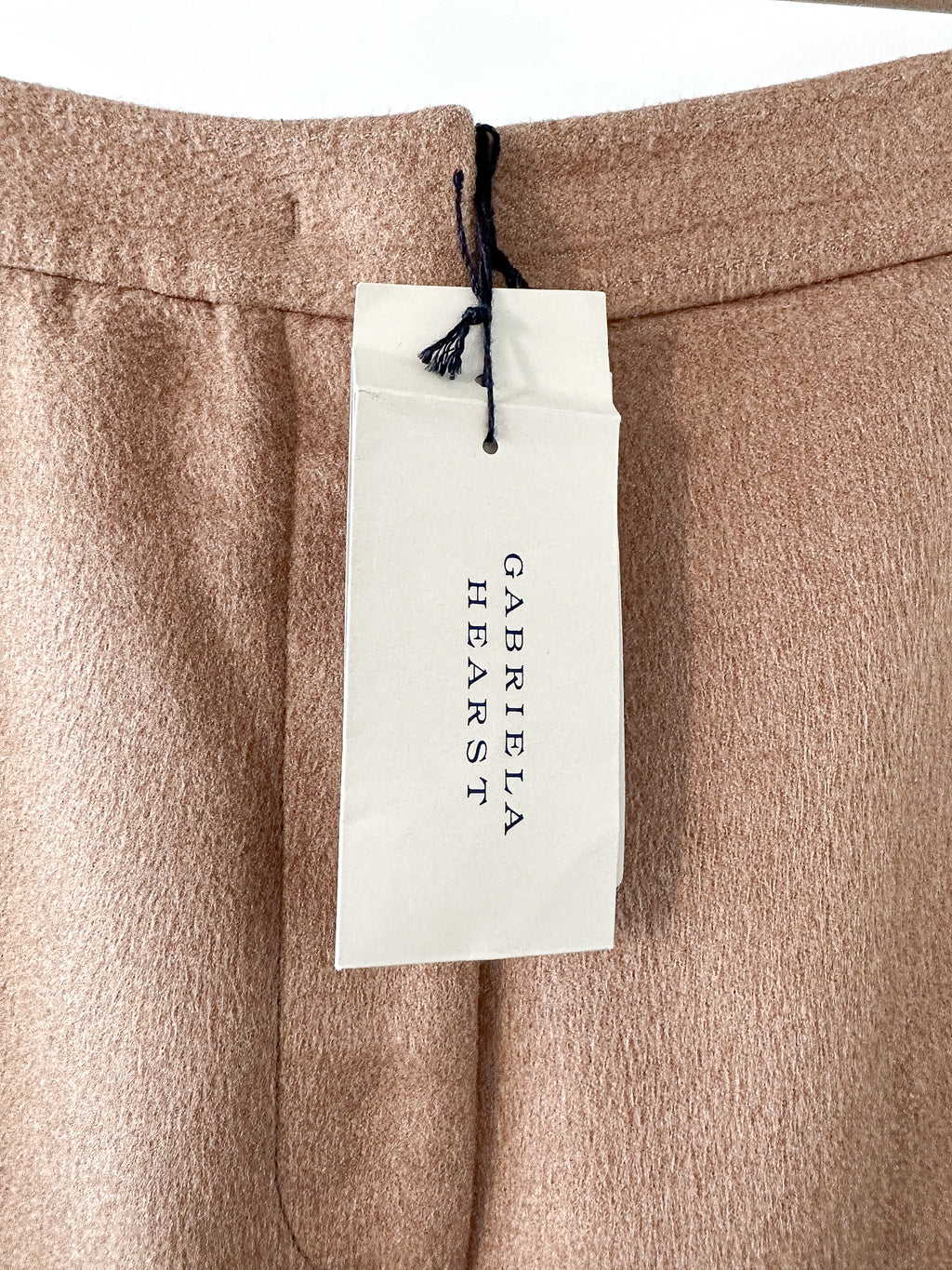 Gabriela Hearst Silk Vesta Brushed Caramel Brown Straight Leg Trousers