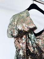 Halpern Sequinned One Shoulder Rainbow Party Dress