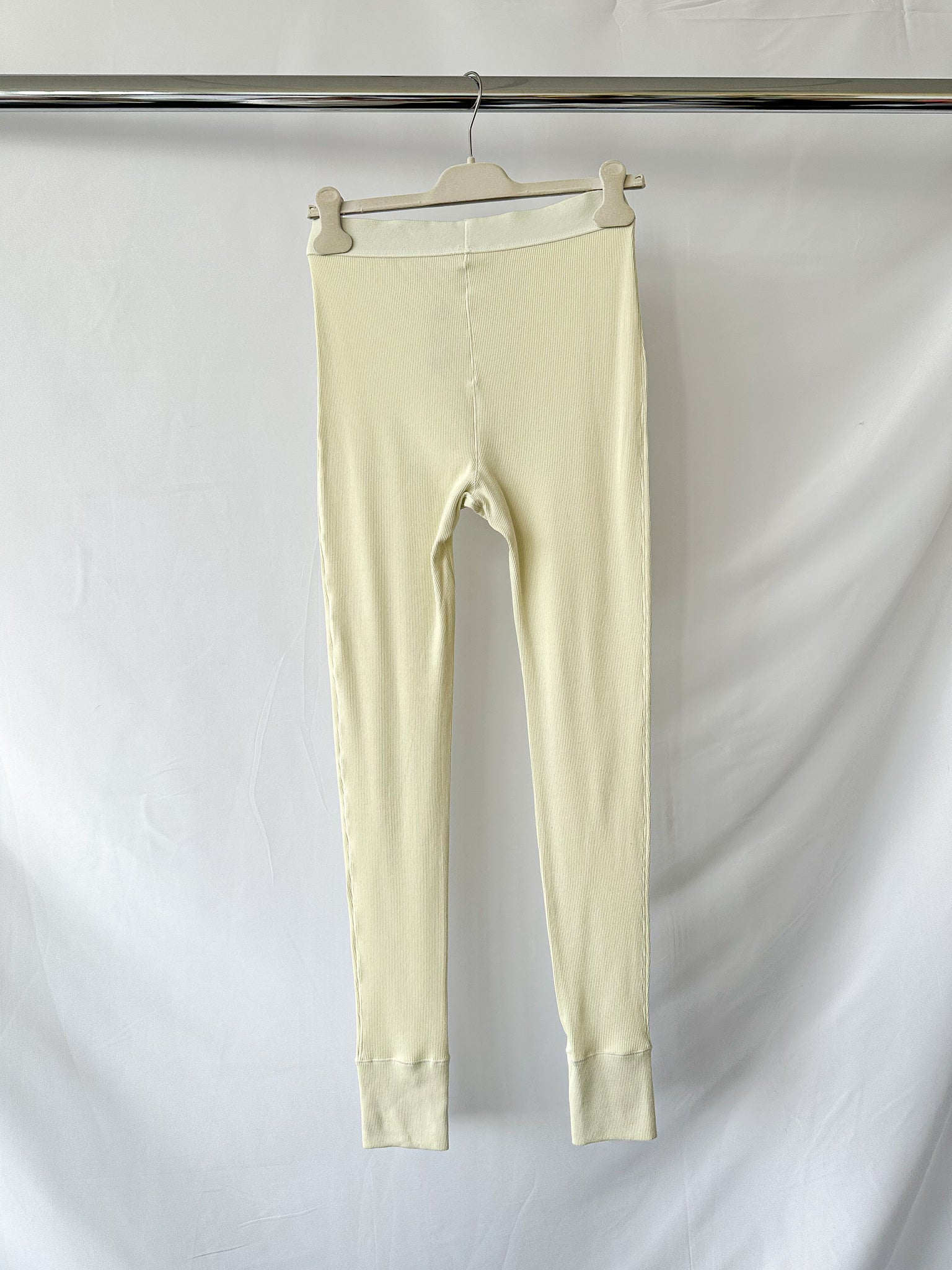 Skims Cream White Ribbed Thermal Leggings
