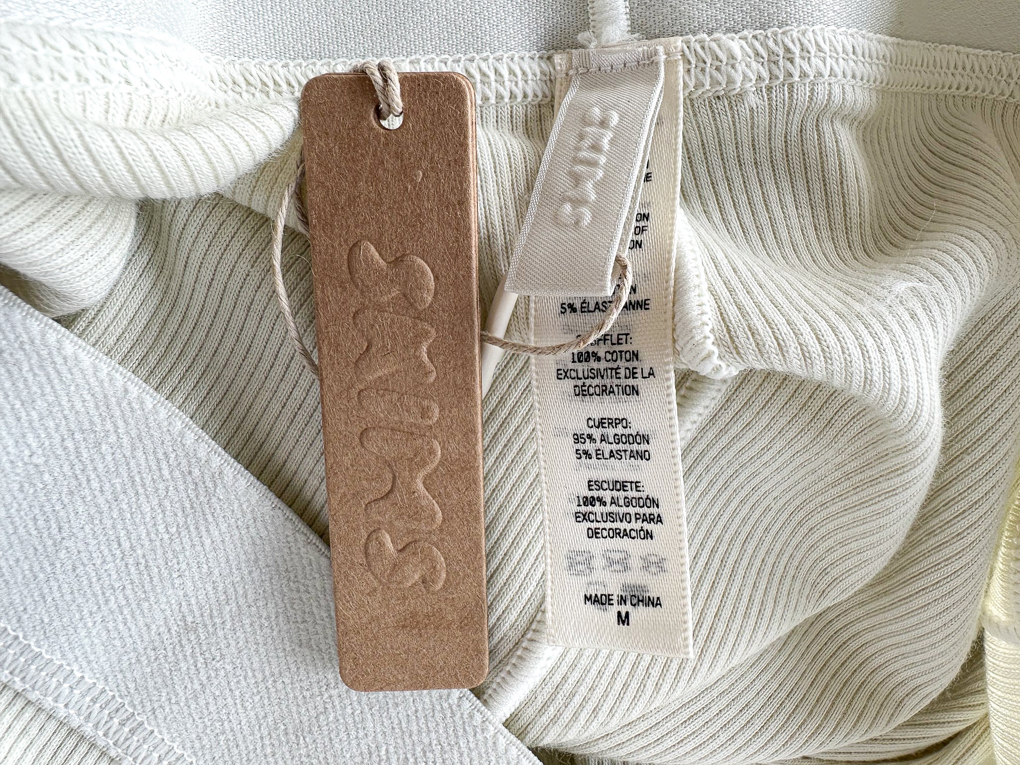 Skims Cream White Ribbed Thermal Leggings