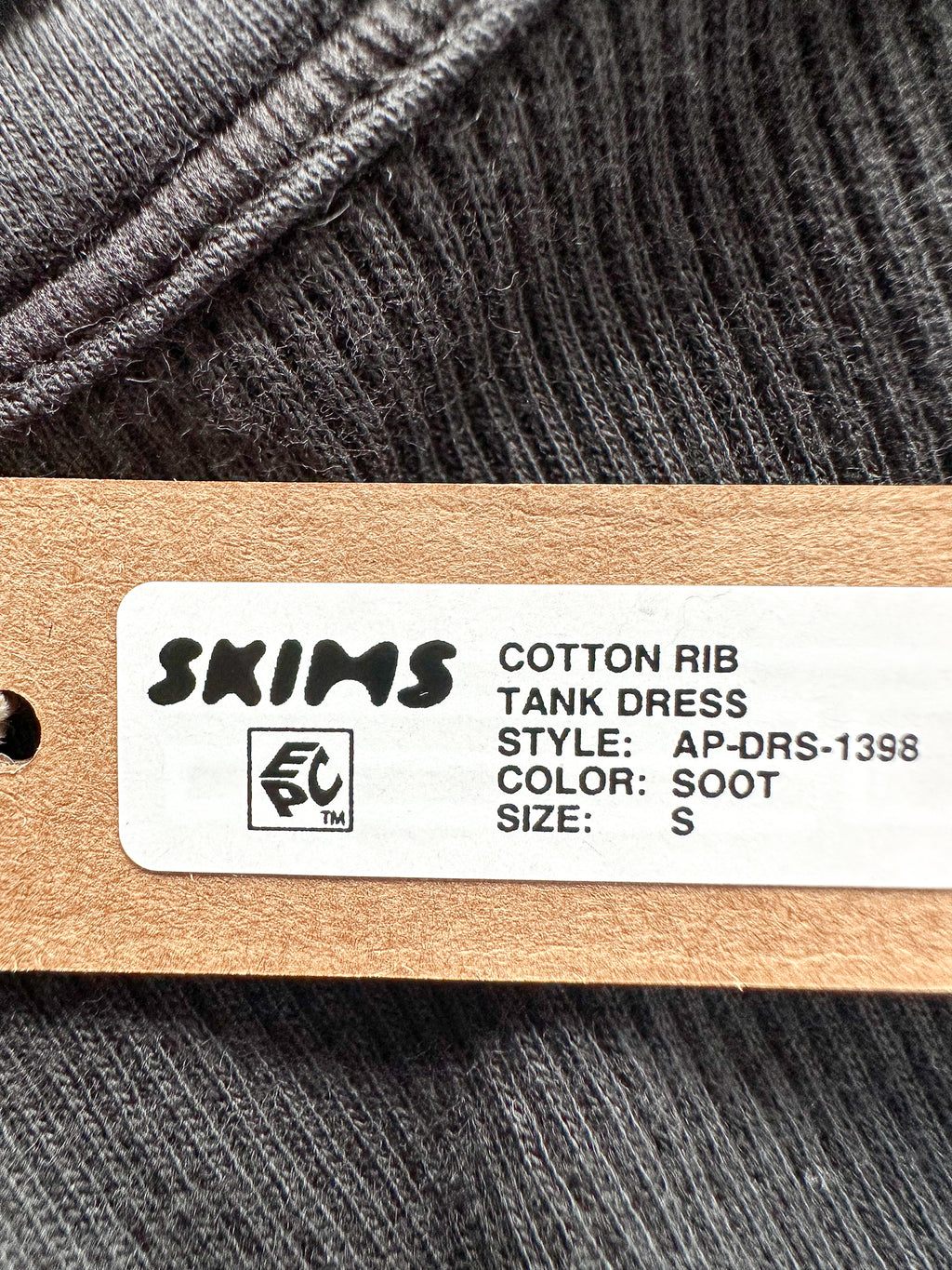 Skims Black Rib Knit Stretch Tank Mini Dress