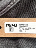 Skims Black Rib Knit Stretch Tank Mini Dress