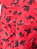 Alessandra Rich Red Floral Rose Print Silk High Neck Keyhole Front Mini Dress