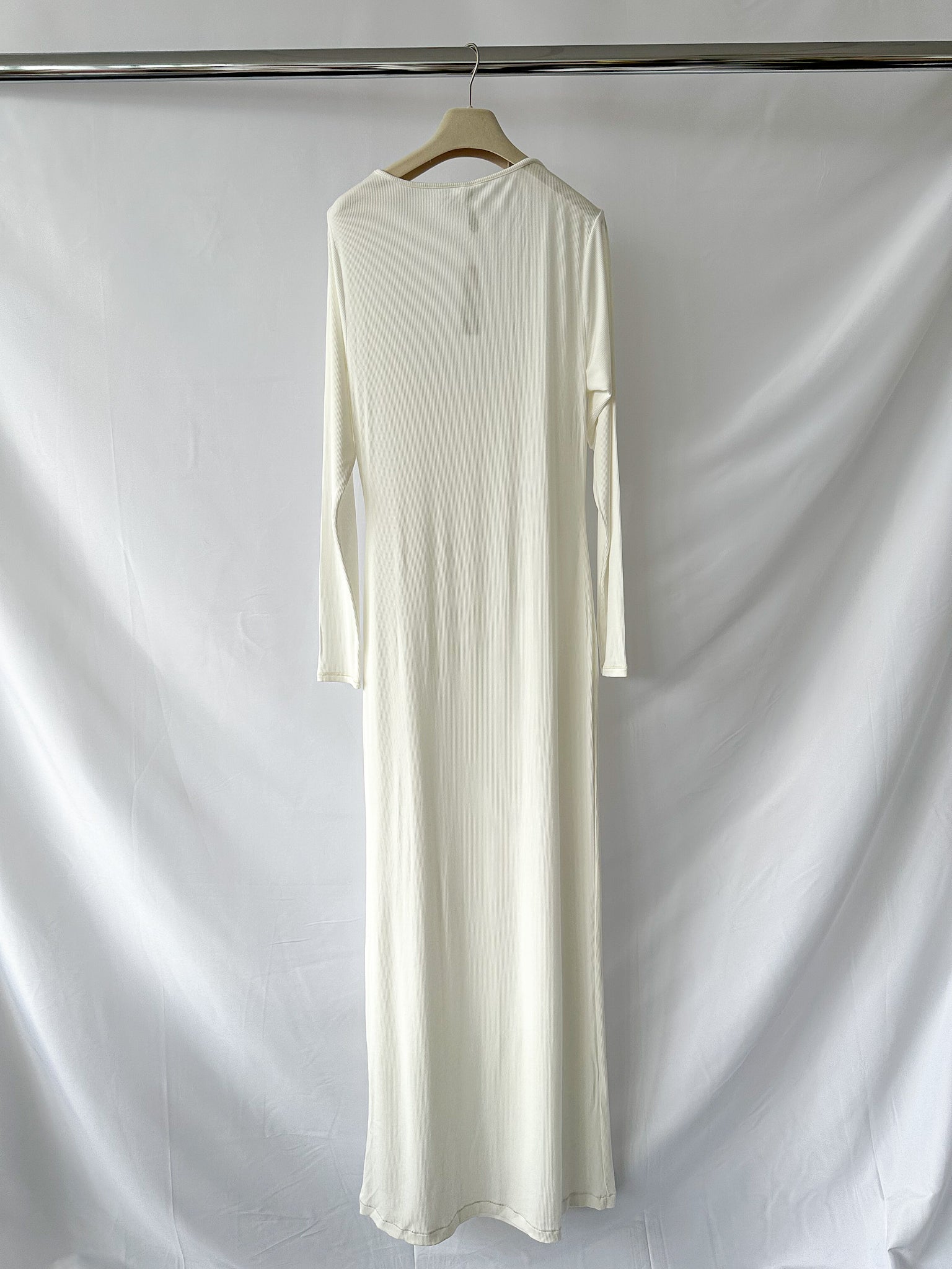 Skims White Soft Lounge Ribbed Square Neck Maxi Dress