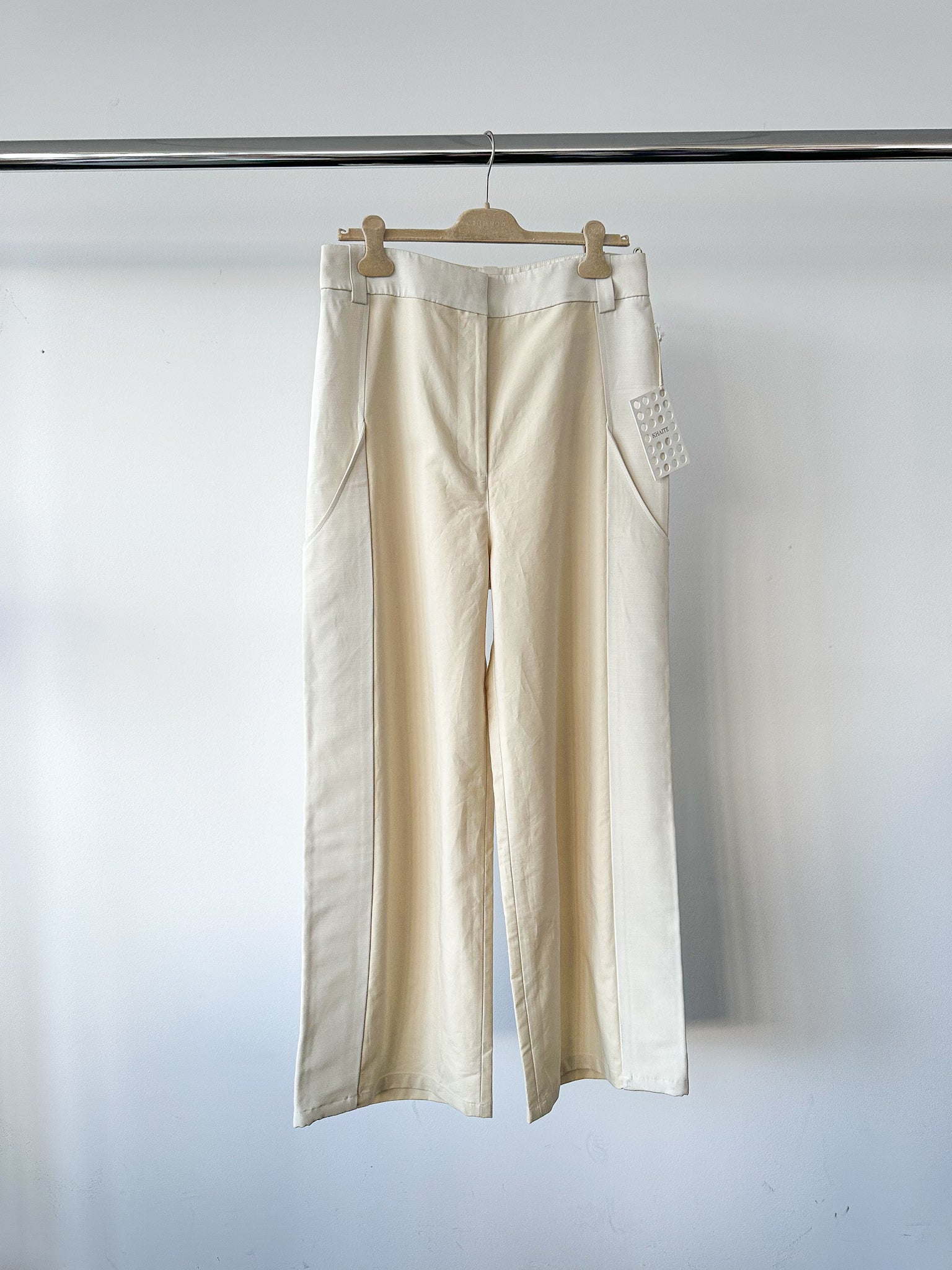 Khaite Cream Leon Cotton Straight Leg Trousers