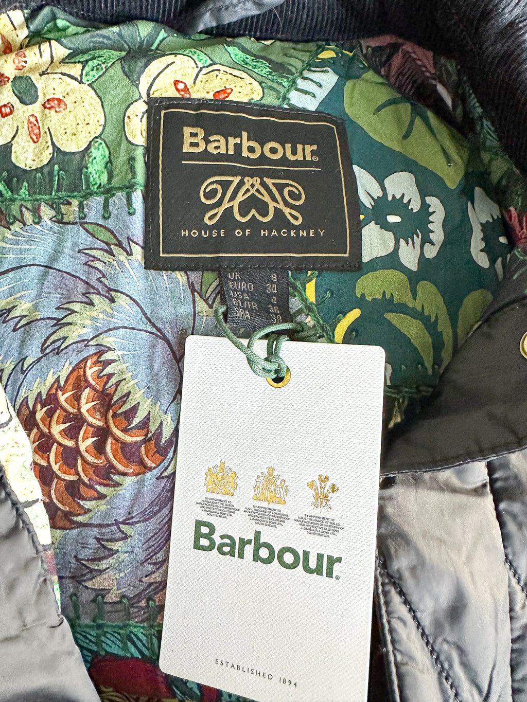 House Of Hackney Black Quilted Floral Lined Coat