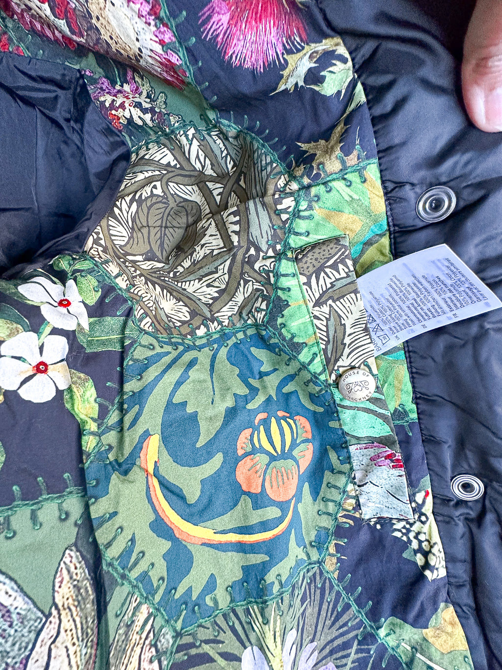 House Of Hackney Black Quilted Floral Lined Coat