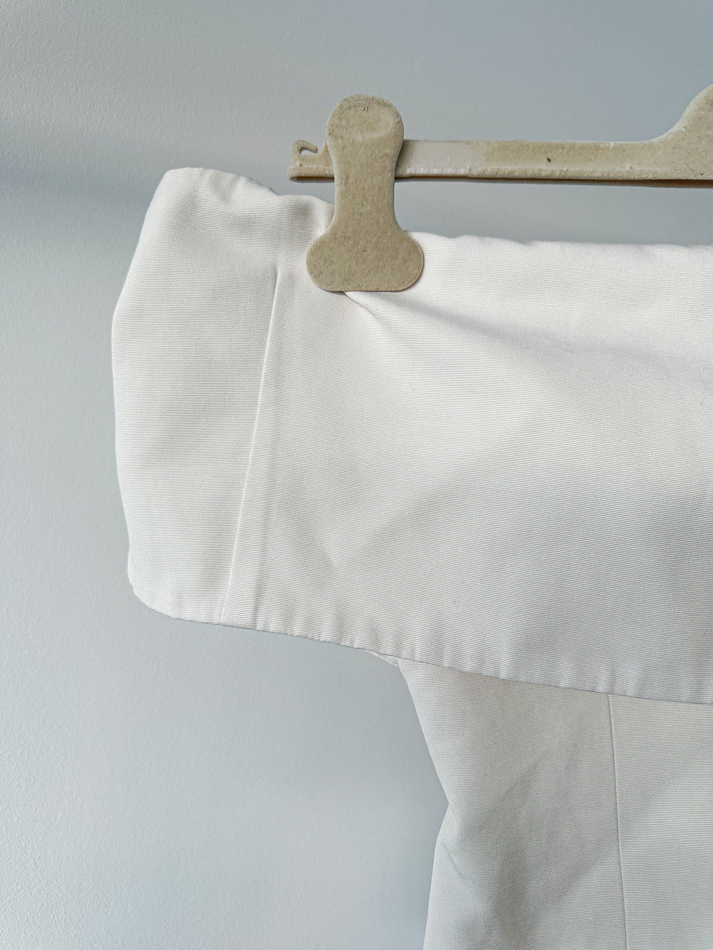 STAUD Giselle Off-The-Shoulder Ivory White Crepe Top