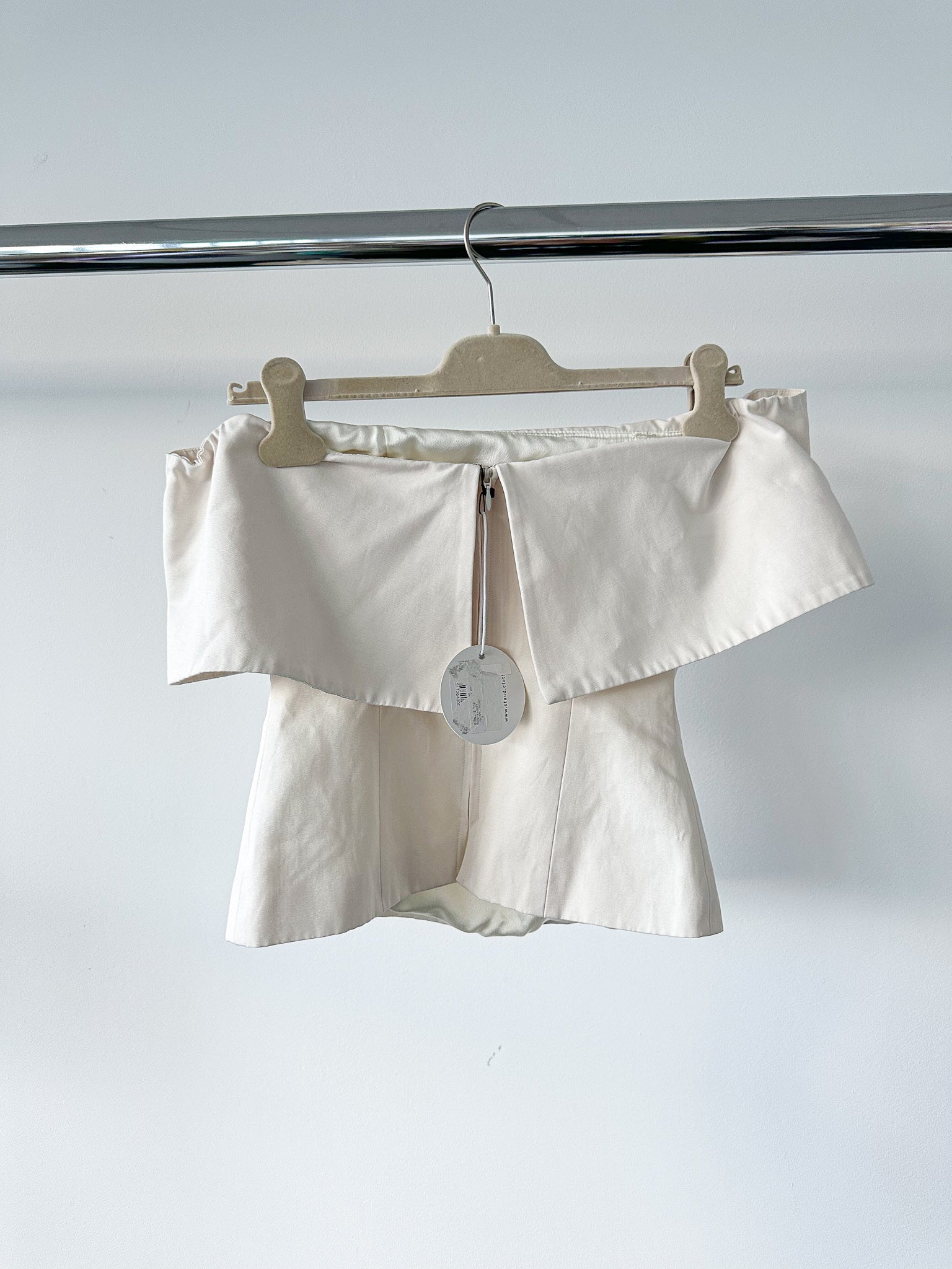 STAUD Giselle Off-The-Shoulder Ivory White Crepe Top