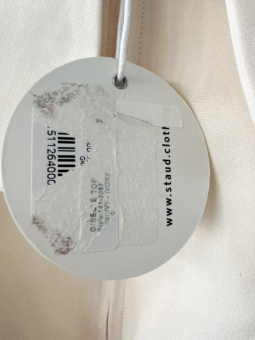 STAUD Giselle Off-The-Shoulder Ivory White Crepe Top