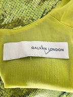 GALVAN Green Sequinned Sparkly High Shine Reflection Long Dress