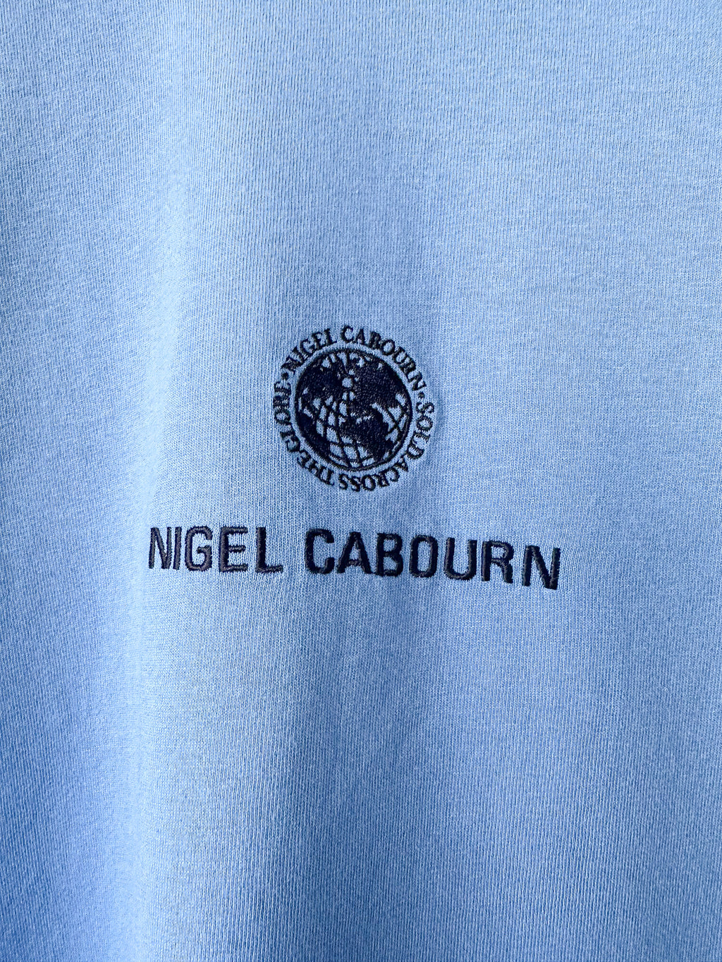 Nigel Cabourn Blue Globe Logo Embroider Spellout Tee