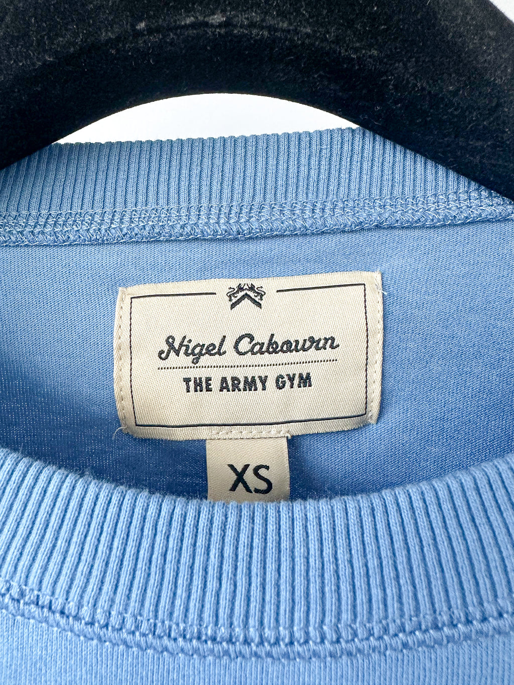 Nigel Cabourn Blue Globe Logo Embroider Spellout Tee