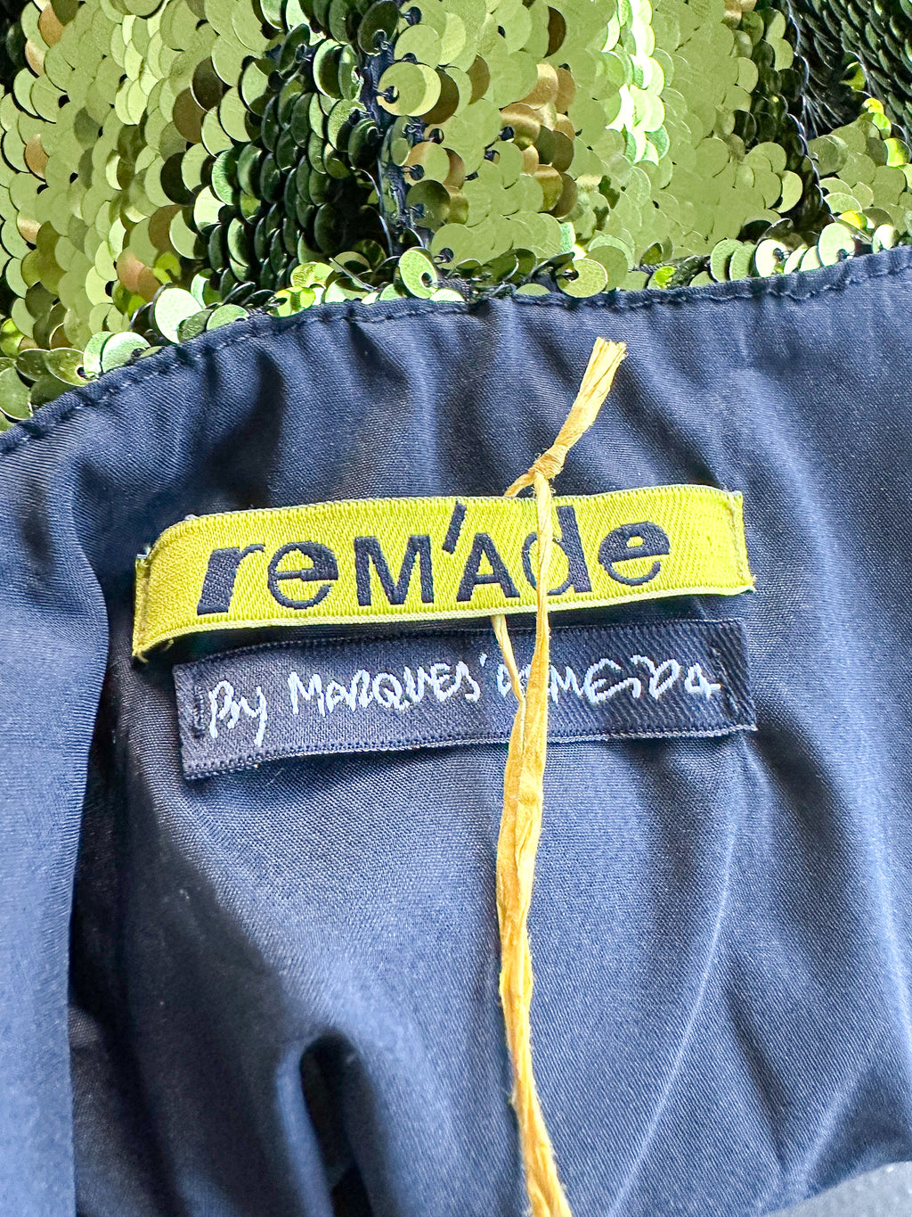 Marques Almeida Green Cutout-Back Sequinned Party Crop Top