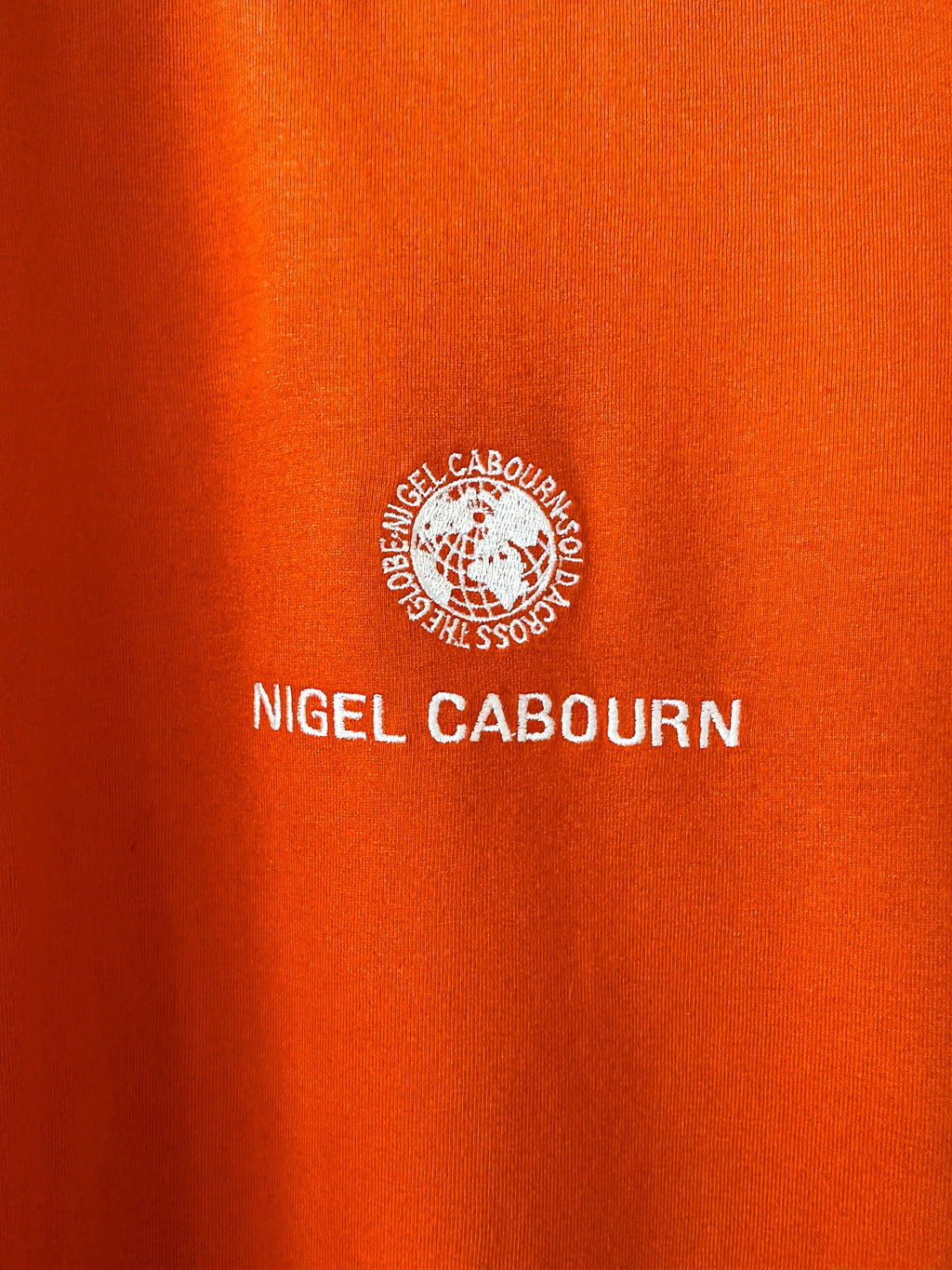 Nigel Cabourn Vintage Orange Globe Logo Embroider Spellout Tee