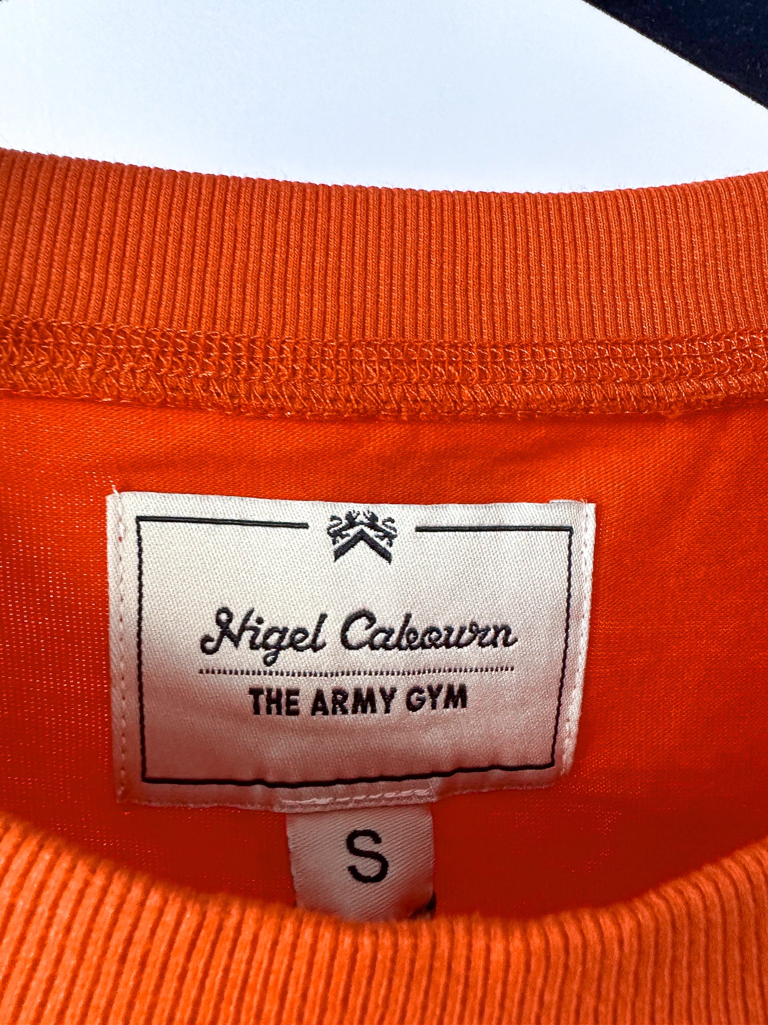Nigel Cabourn Vintage Orange Globe Logo Embroider Spellout Tee