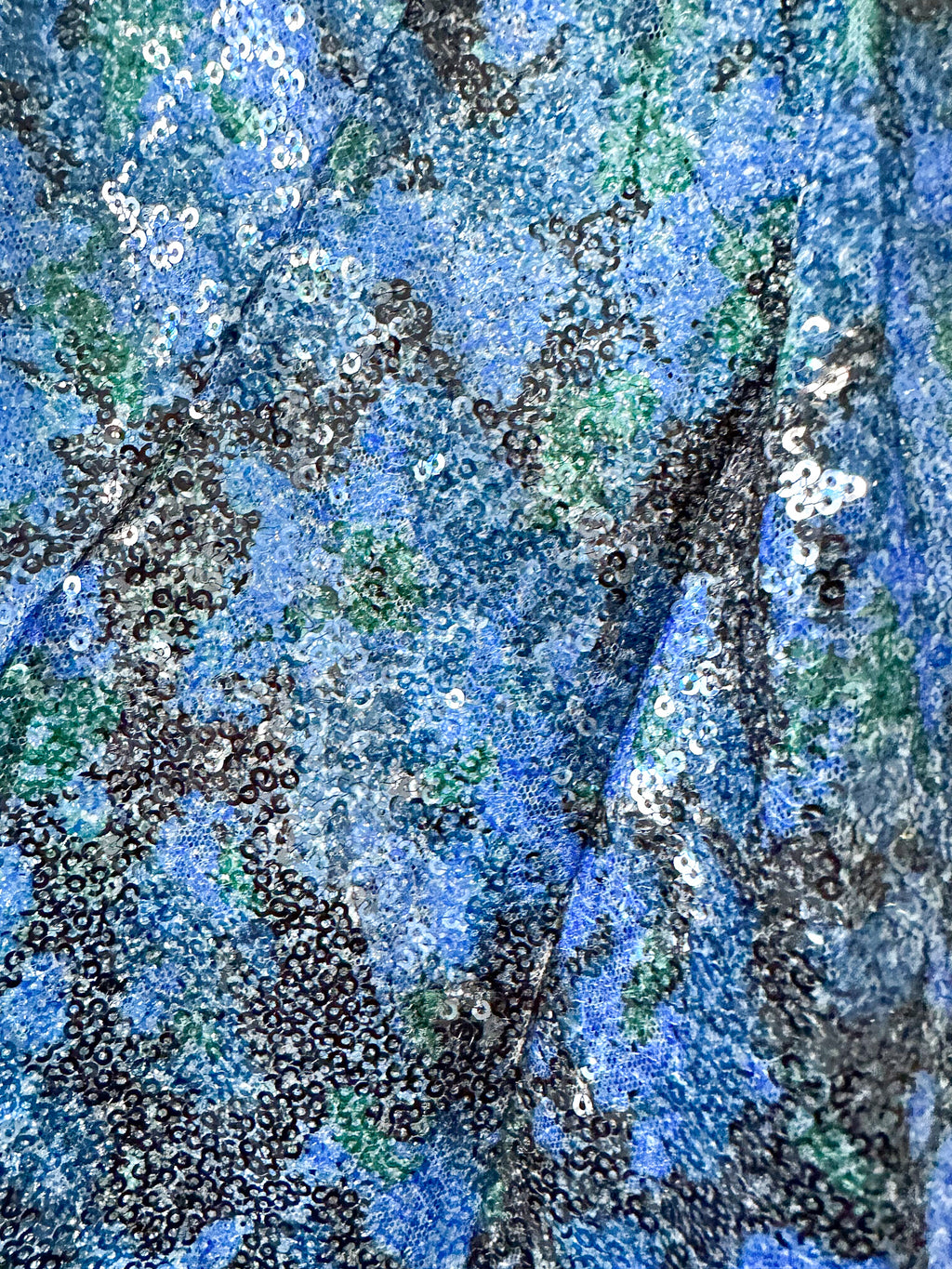 Atlein Blue Sequinned Floral Dress