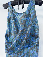 Atlein Blue Sequinned Floral Dress