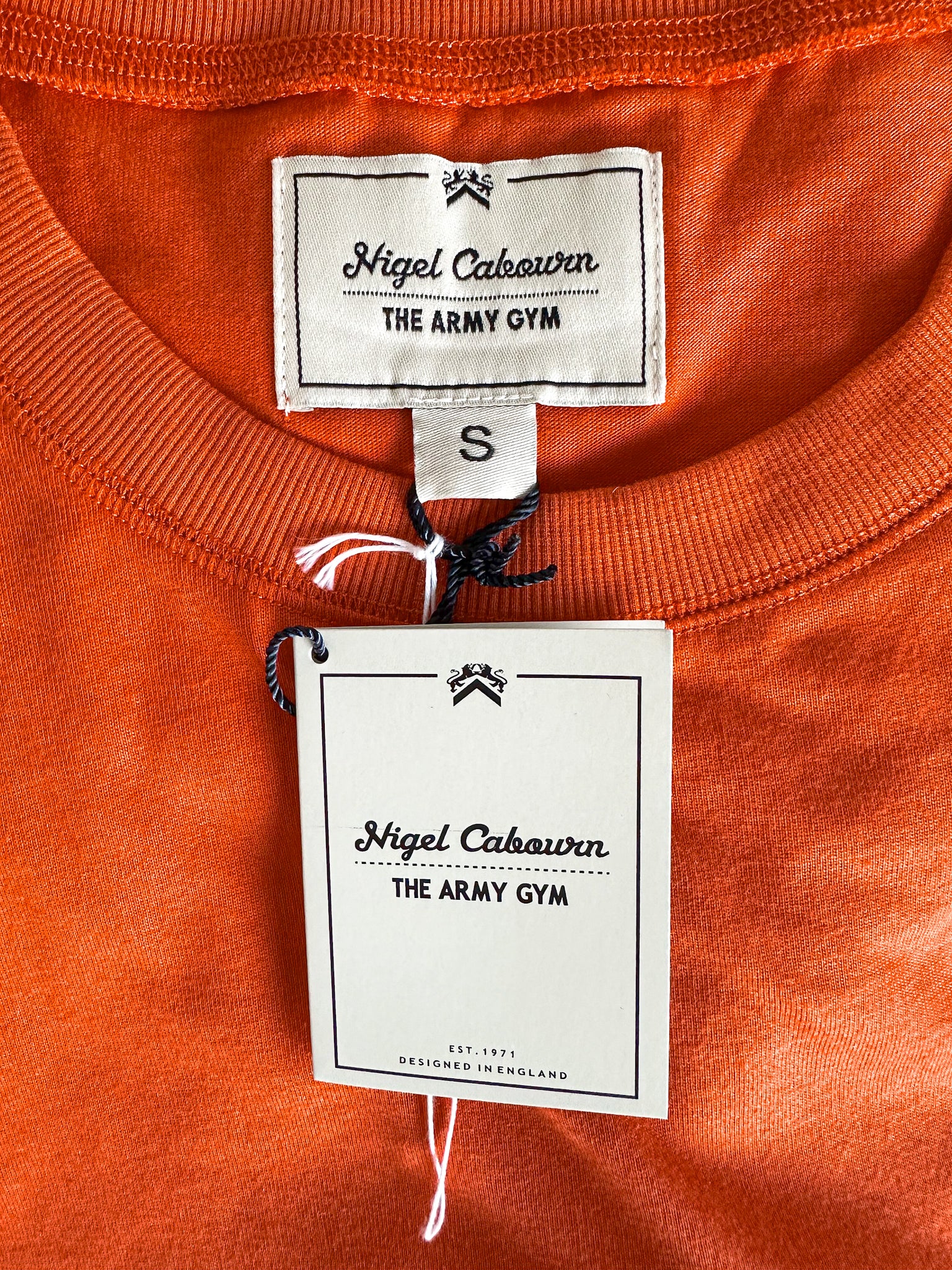 Nigel Cabourn Vintage Orange Globe Logo Embroider Spellout Tee