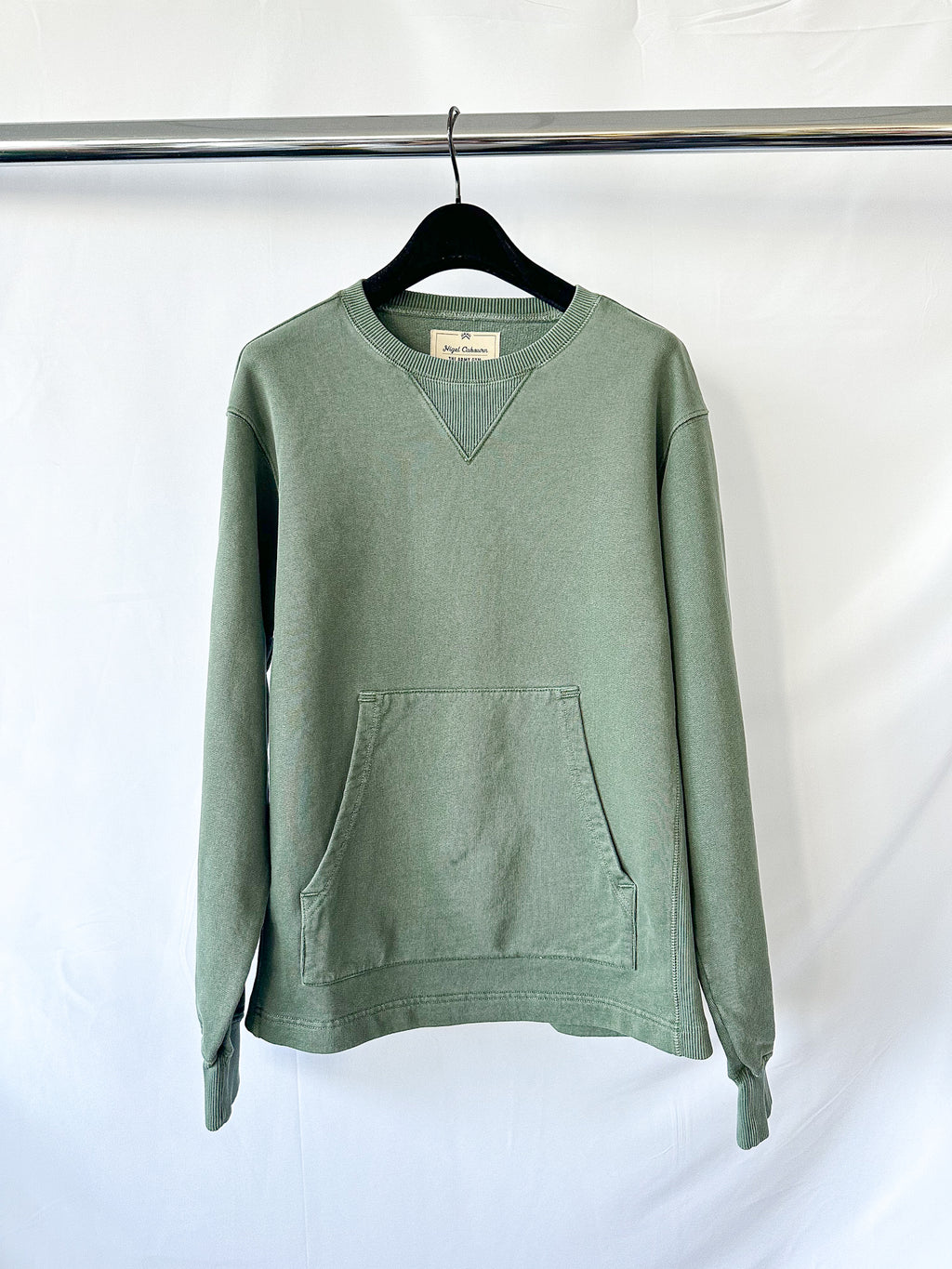 Nigel Cabourn Kangaroo Pocket USMC Green Training Sweatshirt Oversized