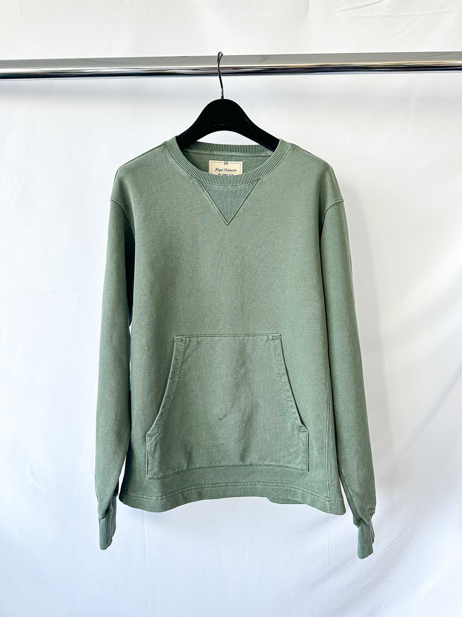 Nigel Cabourn Kangaroo Pocket USMC Green Training Sweatshirt Oversized