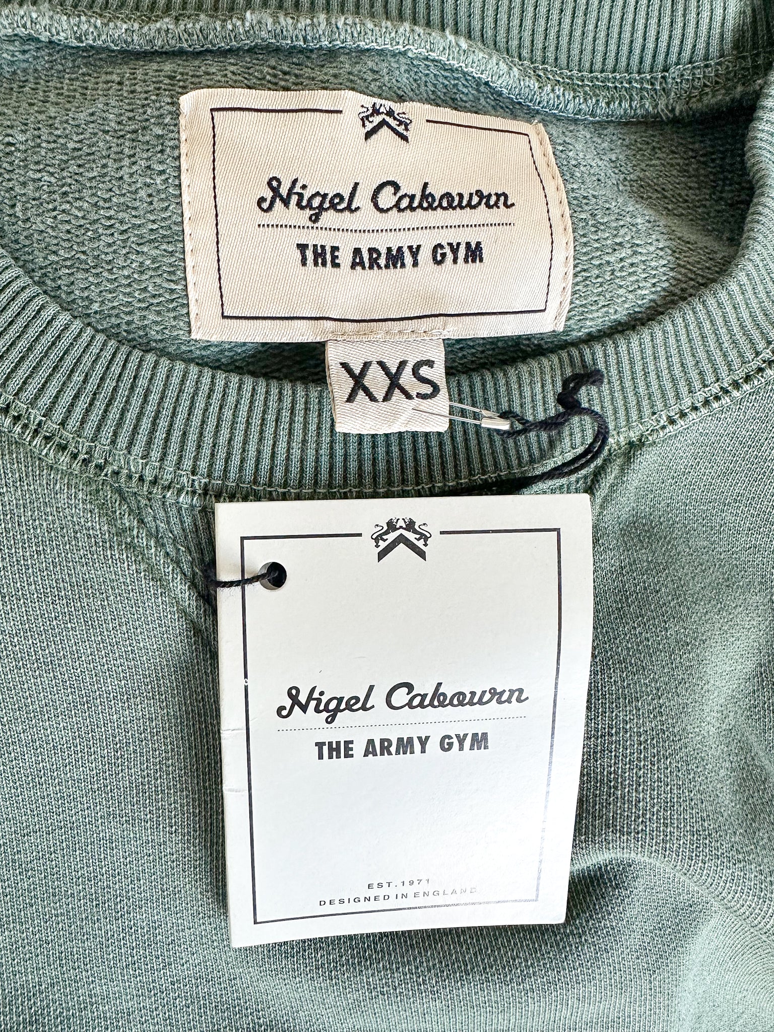 Nigel Cabourn Kangaroo Pocket USMC Green Training Sweatshirt Oversized