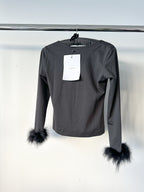 Sleeper The Weekend Chic Black Feather-Trim Pyjama Set