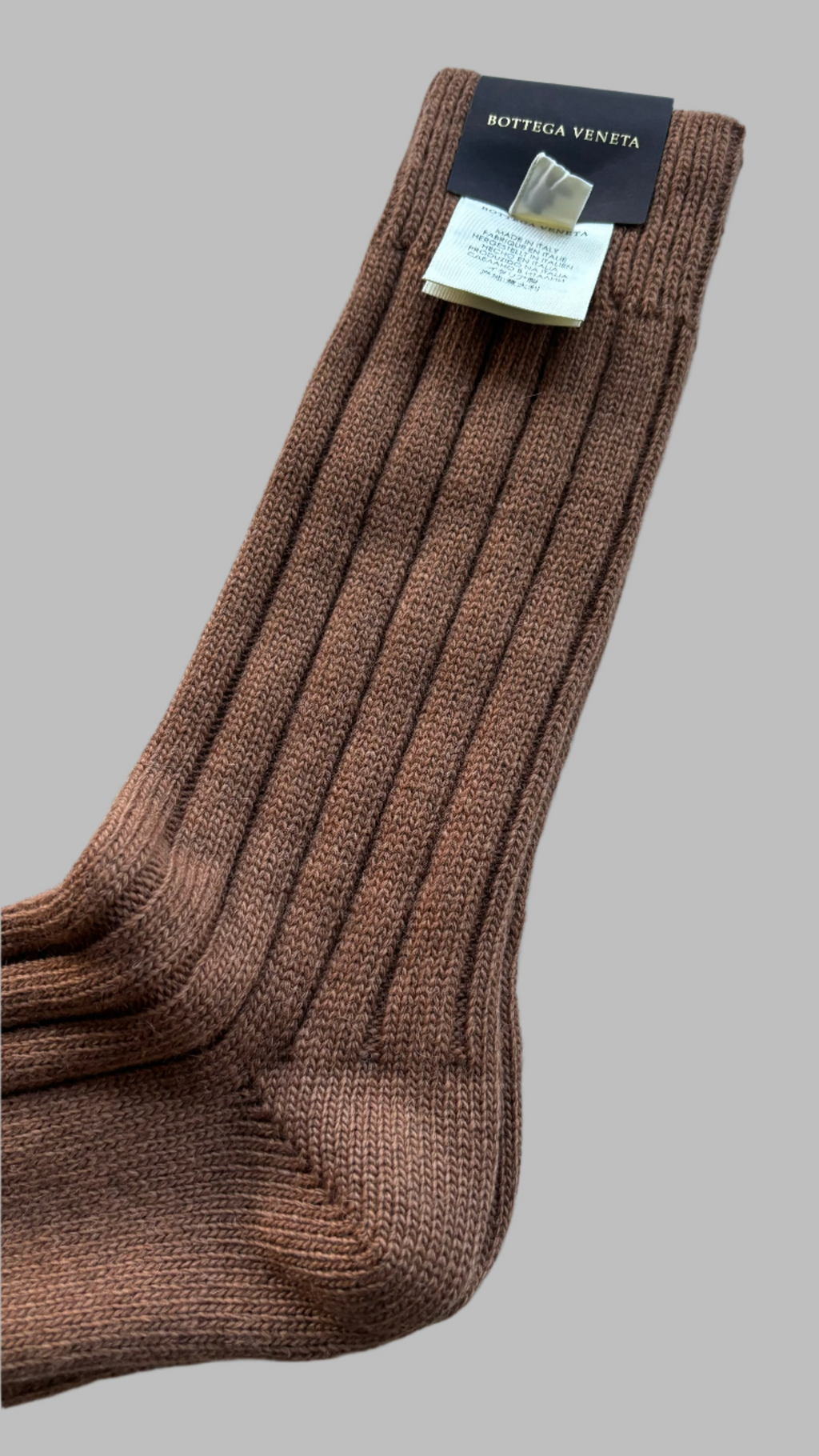 Bottega Veneta – Gerippte Socken aus Wollalpaka in Braun