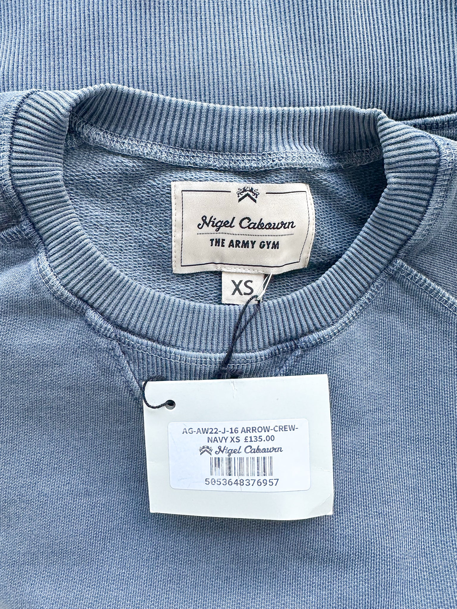 Nigel Cabourn Embroidered Arrow Crew Sweatshirt In Navy Oversized