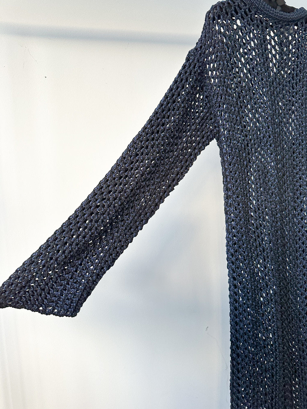 Robe longue bleu marine en coton biologique tricoté Raey