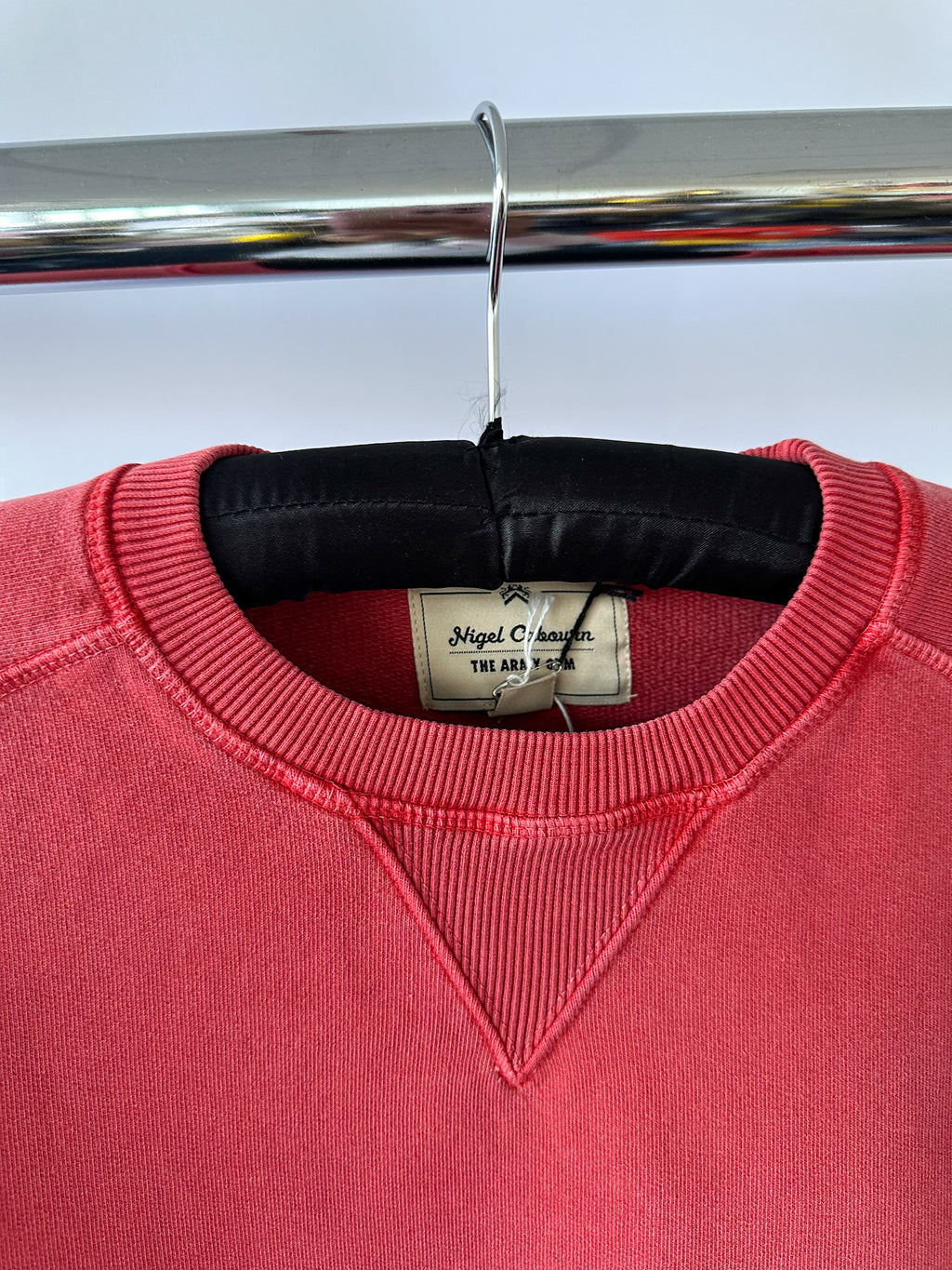 Nigel Cabourn Embroidered Arrow Crew Sweatshirt In Red Oversized