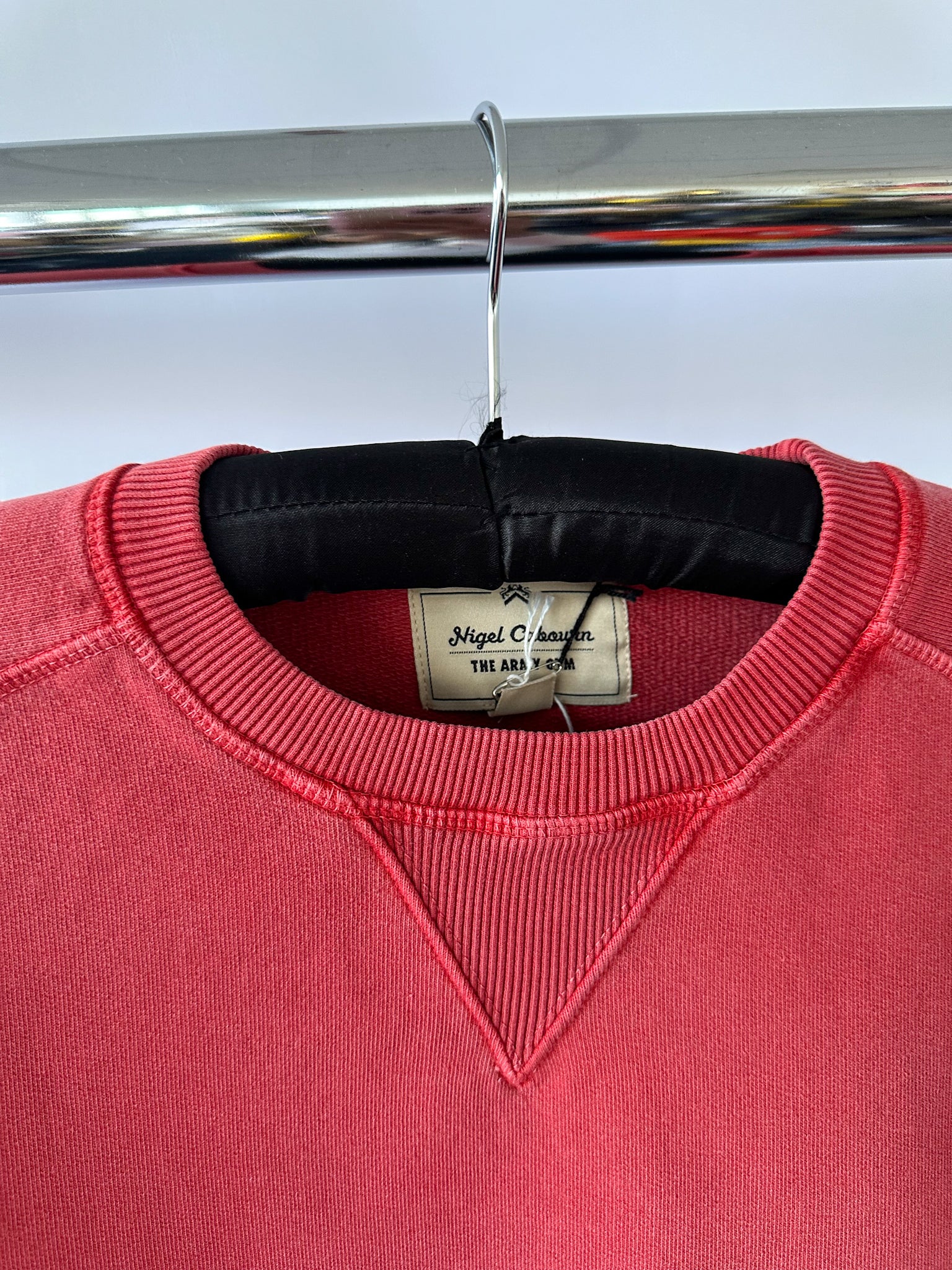 Nigel Cabourn Embroidered Arrow Crew Sweatshirt In Red Oversized