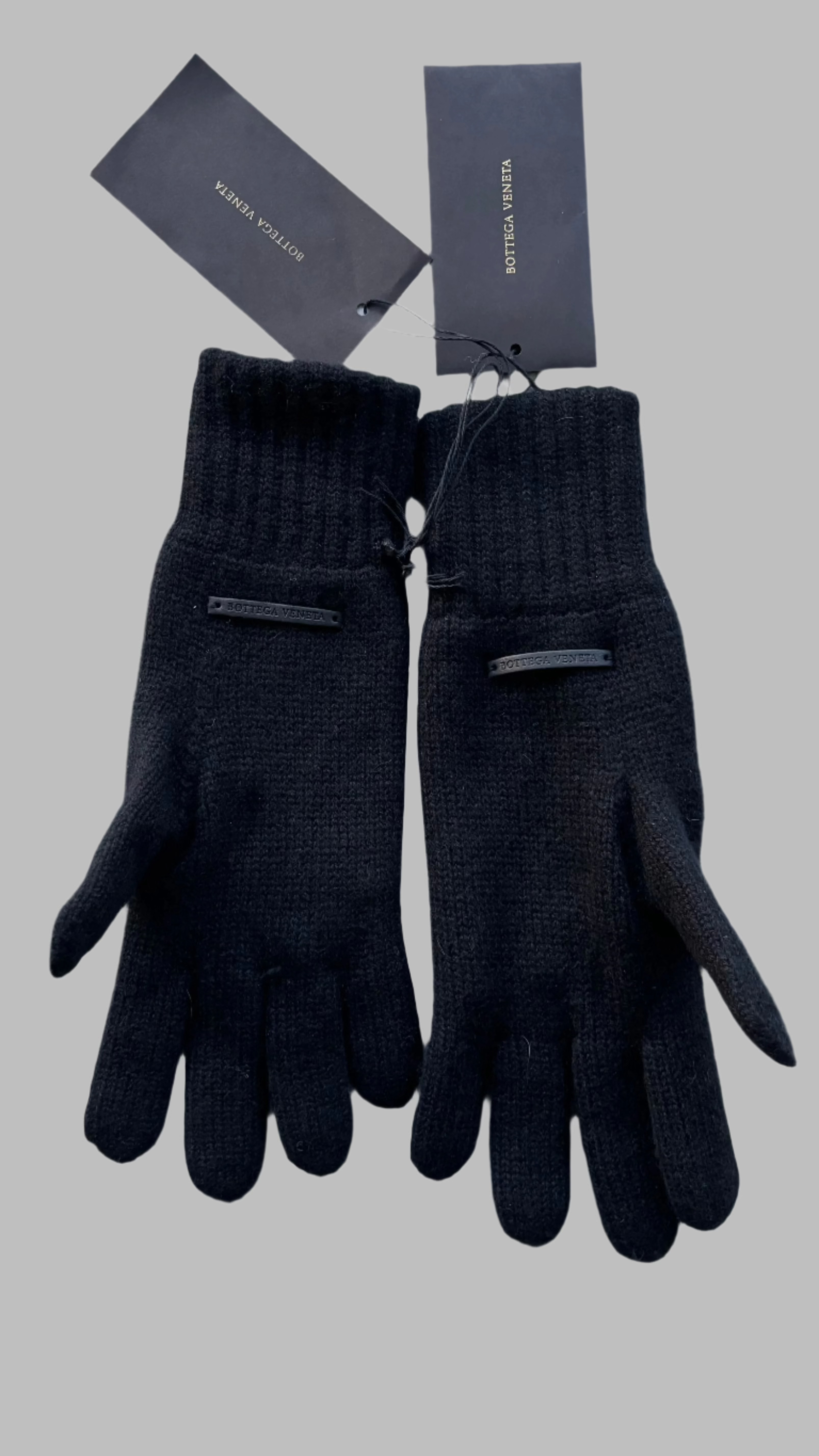 Bottega Veneta Shearling & Cashmere Black Gloves