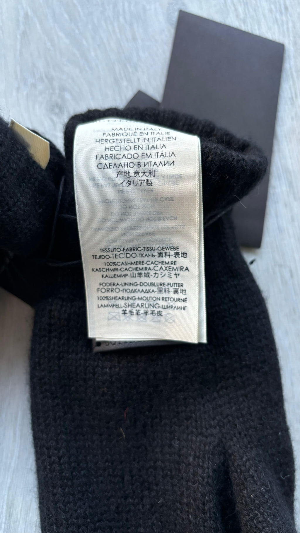 Bottega Veneta Shearling & Cashmere Black Gloves