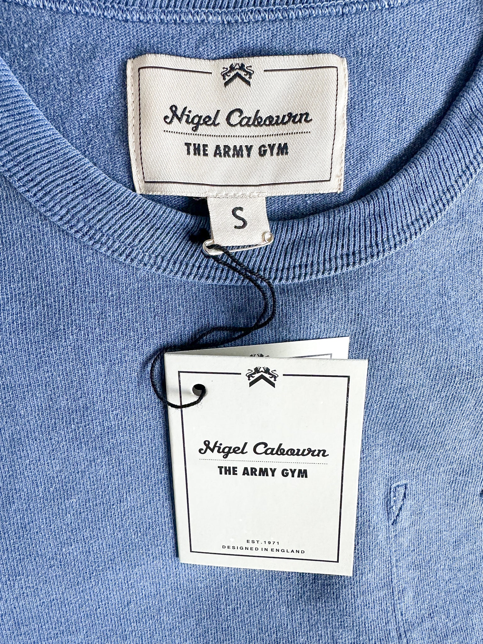 Nigel Cabourn Niebieska dżinsowa koszulka wojskowa