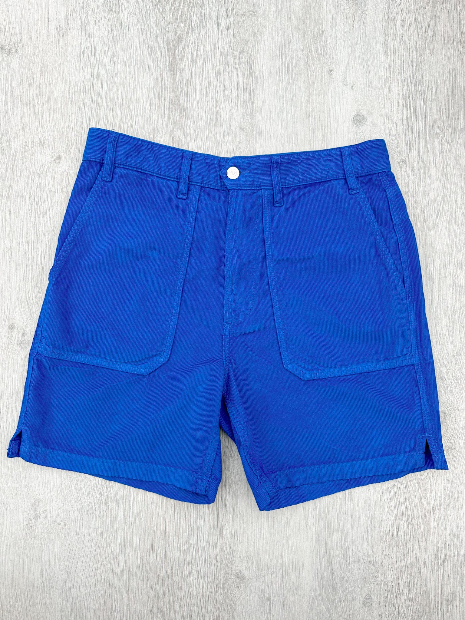 Drake's Fatigue Blue Cotton Corduroy Needlecord Shorts - House Of Huntington