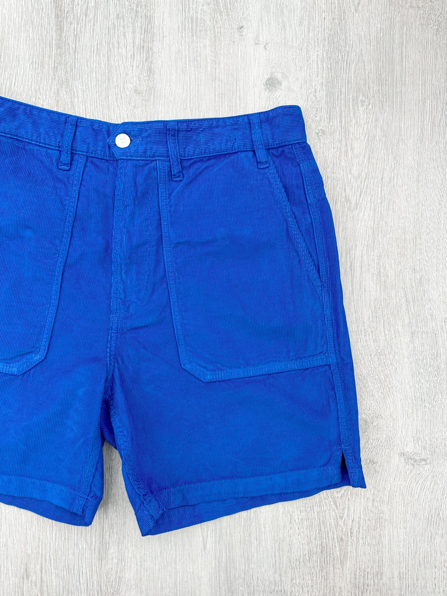Drake's Fatigue Blue Cotton Corduroy Needlecord Shorts - House Of Huntington