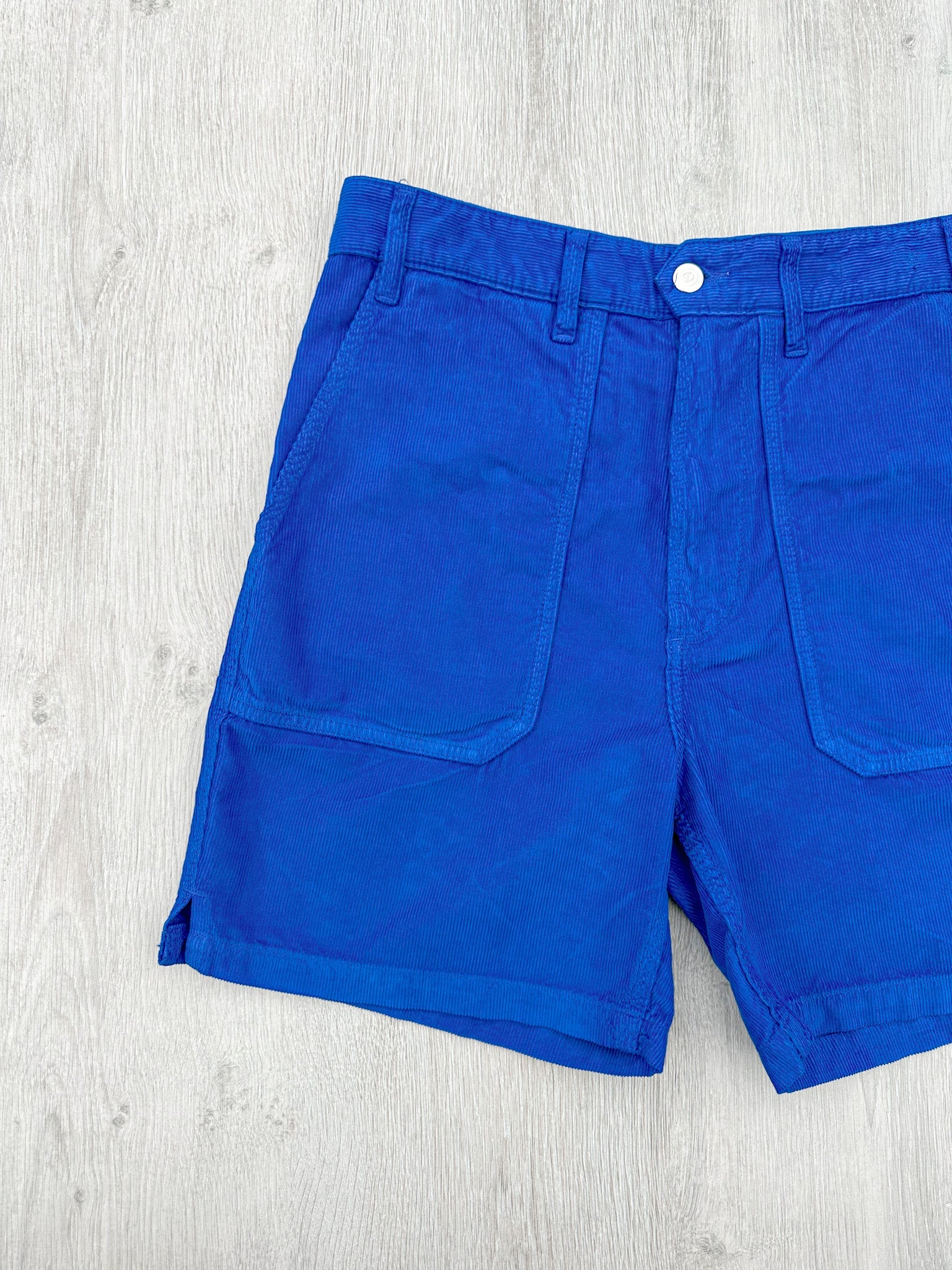 Drake's Fatigue Blue Cotton Corduroy Needlecord Shorts - House Of Huntington