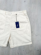 Drake's Fatigue Ecru White Cotton Corduroy Needlecord Shorts - House Of Huntington