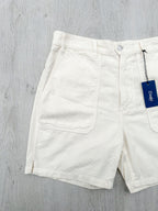 Drake's Fatigue Ecru White Cotton Corduroy Needlecord Shorts - House Of Huntington