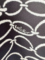 Valentino Garavani Feather-Trimmed Black 1967 Chain Print Intarsia Jacquard Knit Top