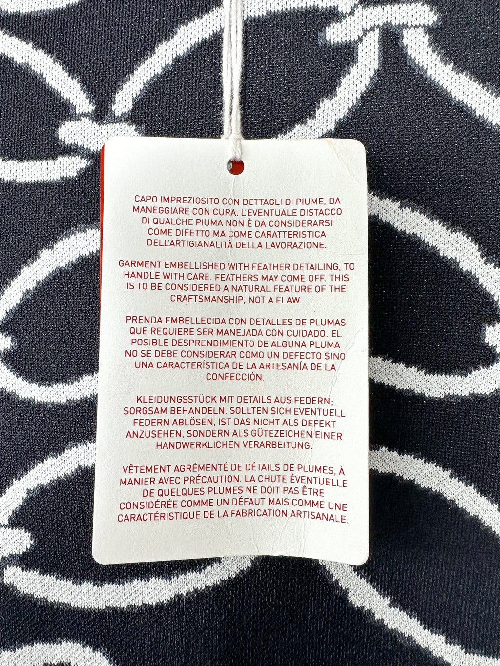 Valentino Garavani Feather-Trimmed Black 1967 Chain Print Intarsia Jacquard Knit Top