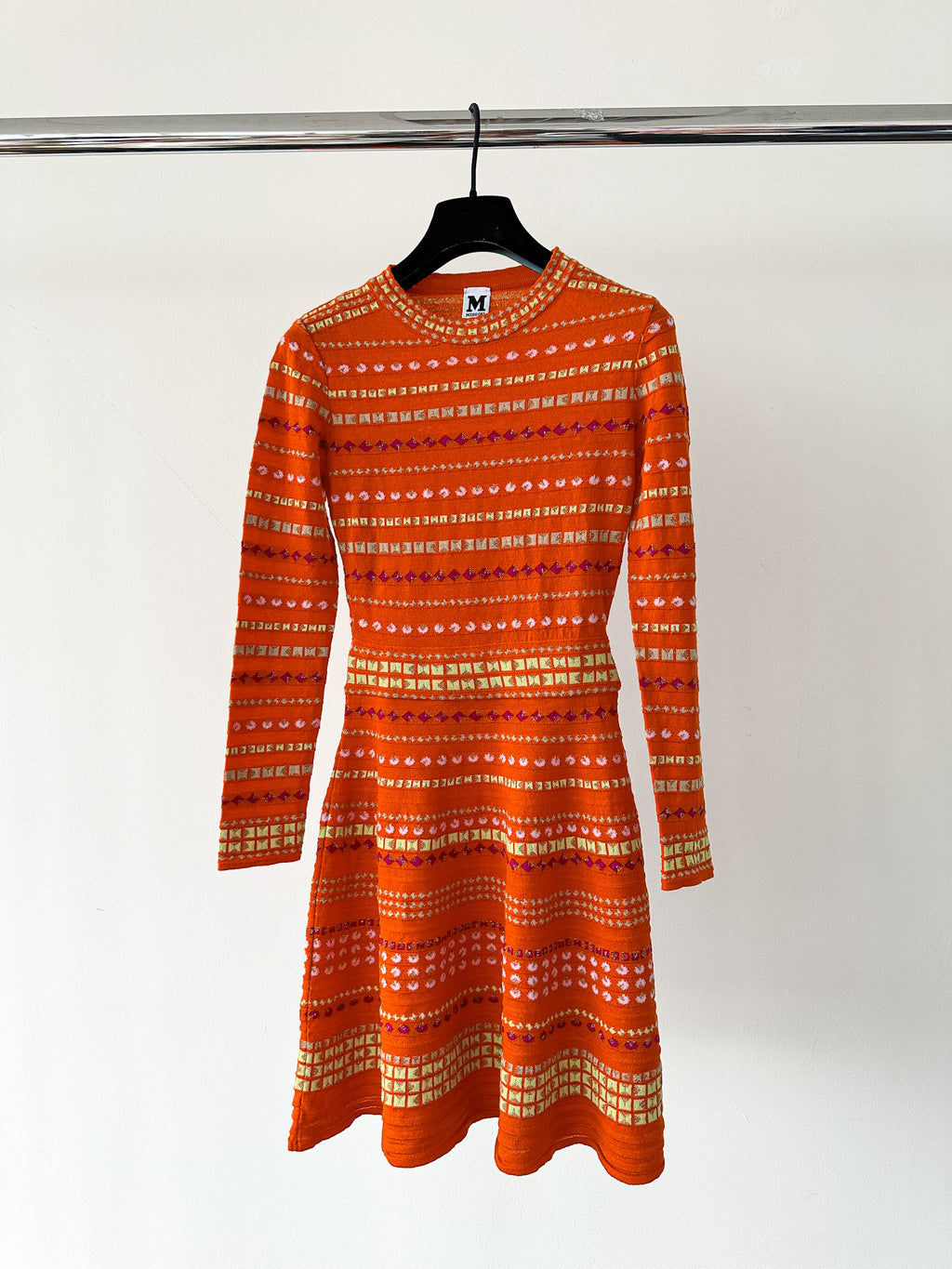 Missoni M Orange Chevron Crochet Knit Multicolour Dress